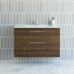 Scanbad DELTA BADMØBEL BRUN EG MED METALSKUFFER 101 CM Outlet