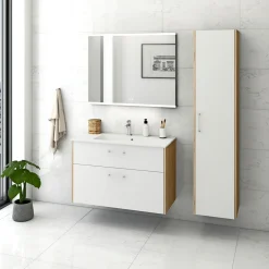 Scanbad DELTA PANORAMA SPEJL M/ LYS MED LYSSTYRING 80 X 80 CM SPEJLGLAS Hot