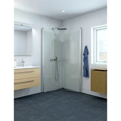 Scanbad FLEXI MAT ALU PROFIL, 1 STK. BRUSEDØR 84 CM KLART GLAS