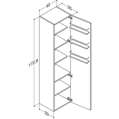 Scanbad MULTO HØJSKAB HØJREHÆNGSLET HVID HØJGLANS 40 X 175 CM^ Badeværelsesmøbler