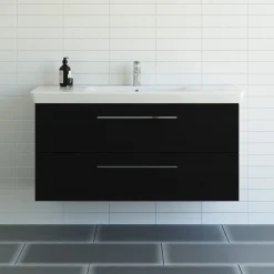 Scanbad MULTO LOTTO XL BADMØBEL SORT MED METALSKUFFER 125 CM^ Badeværelsesmøbler