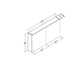 Scanbad MULTO SPEJLSKAB UDEN LAMPER SORT 120 X 64 CM^ Badeværelsesmøbler
