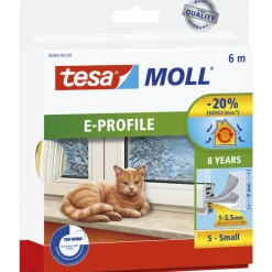 Tesa MOLL E-PROFIL TÆTNINGSLISTE 6 M X 9 MM X 4 MM HVID^ Tætningslister