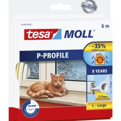 Tesa MOLL P-PROFIL TÆTNINGSLISTE 6 M X 9 MM X 5,50 MM HVID Discount