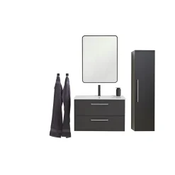 VASSO MILANO SOFTCLOSE BADMØBEL SORT 2 SKUFFER 80 CM^ Badeværelsesmøbler