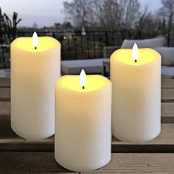 Veli Line 3-PAK HVIDE Ø7,5 X 10 + 12,5 + 15 CM LED BLOKLYS^ Boligindretning