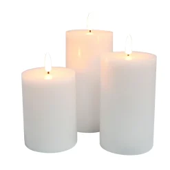 Veli Line 3-PAK HVIDE Ø7,5 X10+12,5+15 CM LED BLOKLYS^ Boligindretning