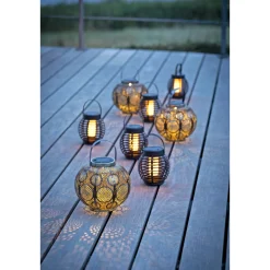 Veli Line RATTAN FLAME SOLCELLE LANTERNE BRUN 16 CM^ Solcellelamper