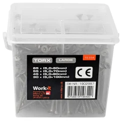 Work>it SKRUEBOKS TORX - LARGE SKRUE-/BITSSÆT 195 STK New